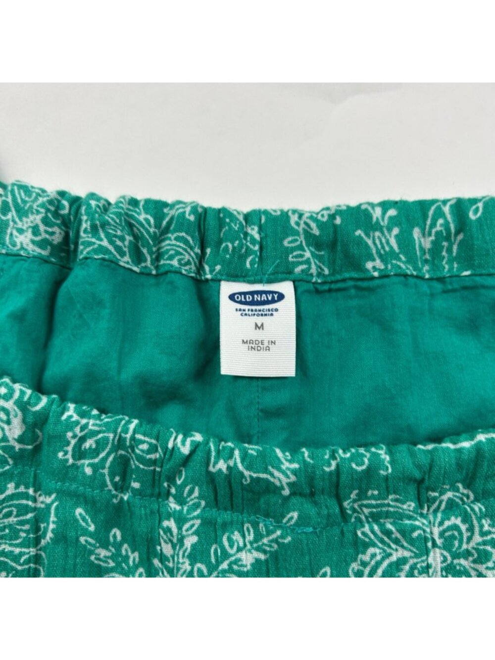 Old Navy Turquoise Print Crinkle Cotton High Neck Dress M New - Picture 3 of 6